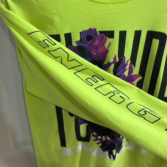 Pacsun Men’s Medium T-Shirt Long Sleeve Future Energy Neon Yellow Graphic Floral - Picture 4 of 7